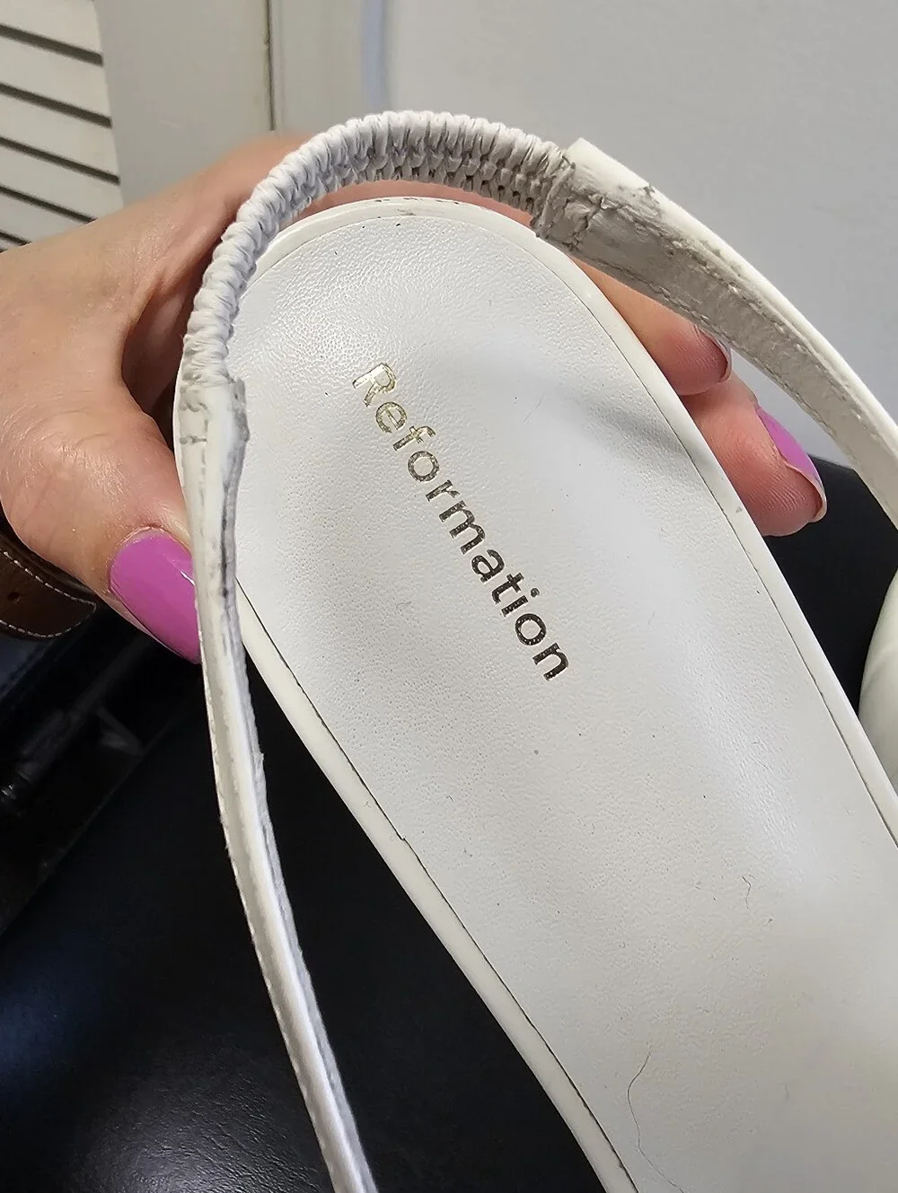 Reformation Claire Slingback Mules Sandals White Leather Size 11
